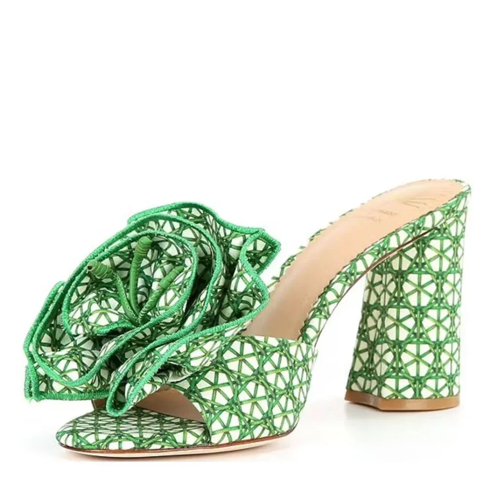 NEW Antonio Melani x Style by Simkins Blake Cane Printed Flower Dress Sandals